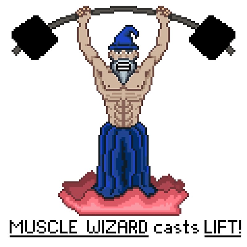 "Muscle Wizard Casts Lift" by Joshua Munsell Redbubble