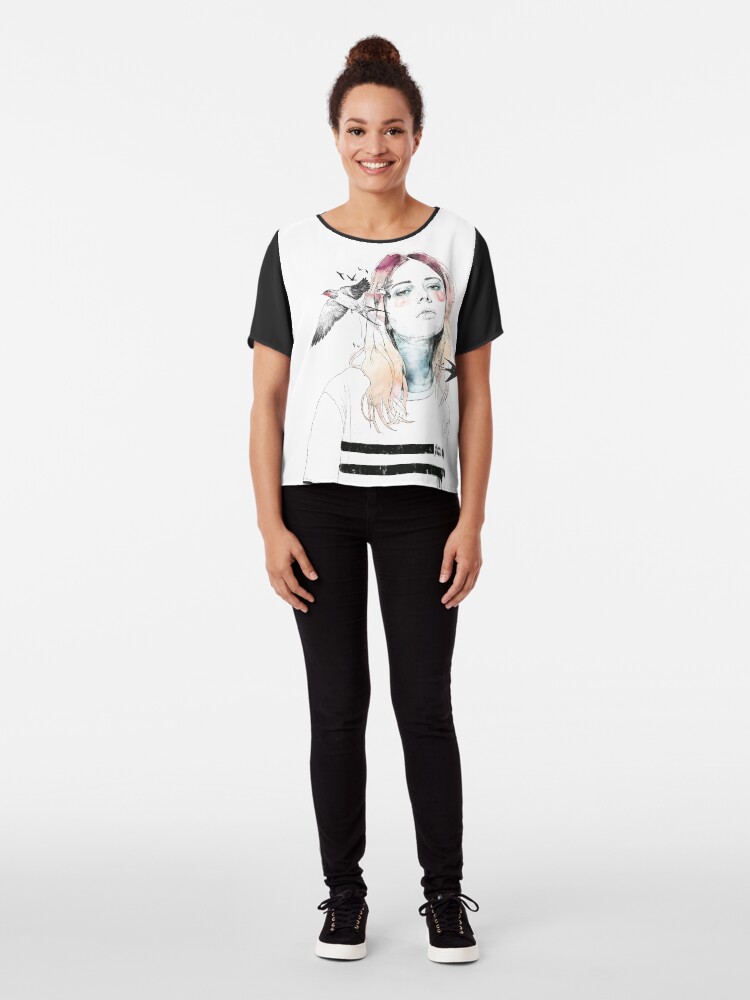 Alternate view of TAKE OUT YOUR BIRDS Chiffon Top