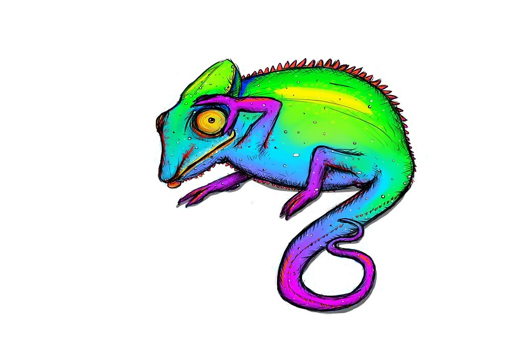 "Rainbow Chameleon" by lurkingbullfox | Redbubble