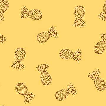 Artwork thumbnail, Brown Pineapple Ink on Yellow Pattern by DeafAngel1080