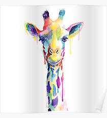 Rainbow Giraffe Poster