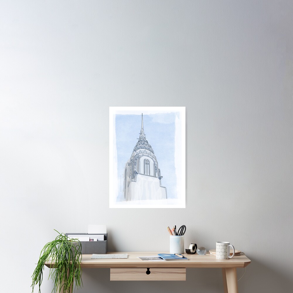 Chrysler Building Digital Illustration Poster