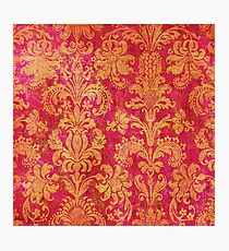Red and Gold Damask Photographic Print