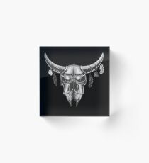 Big Black Bull Skull Acrylic Block