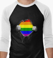 Premium Gay Pride Rainbow LGBT Men's Baseball ¾ T-Shirt