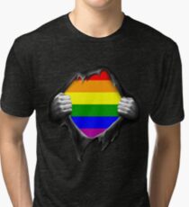 Premium Gay Pride Rainbow Shirt Tri-blend T-Shirt