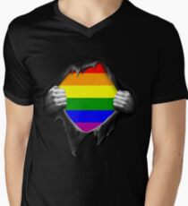 Premium Gay Pride Rainbow Shirt Men's V-Neck T-Shirt