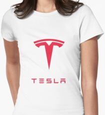 Tesla Motors Inc Logo Women's Fitted T-Shirt