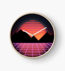 80s Retro Grid & Rising Sun - "Event Horizon" Clock