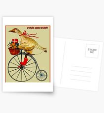 CYCLING GOOSE DELIVERY : Abstract Advertising Print Postcards