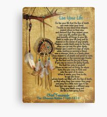 "Live Your Life",Chief Tecumseh watercolor effect Metal Print