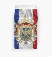 Greater Coat of Arms of the First French Empire over Flag of France Duvet Cover