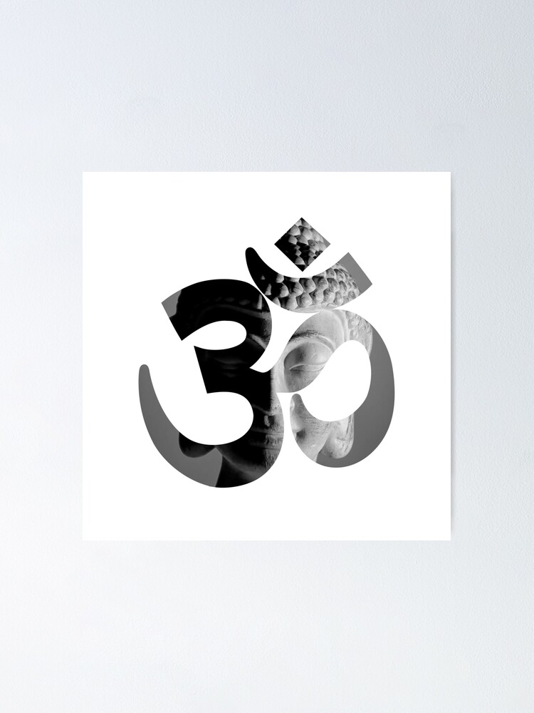 Om Symbol With Black And White Buddha Background Inspirational