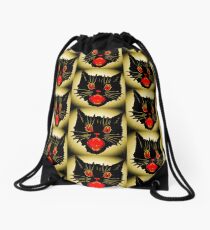 Wide Eyed Scared Cat Drawstring Bag