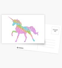 Sparkly Rainbow Unicorn Postcards