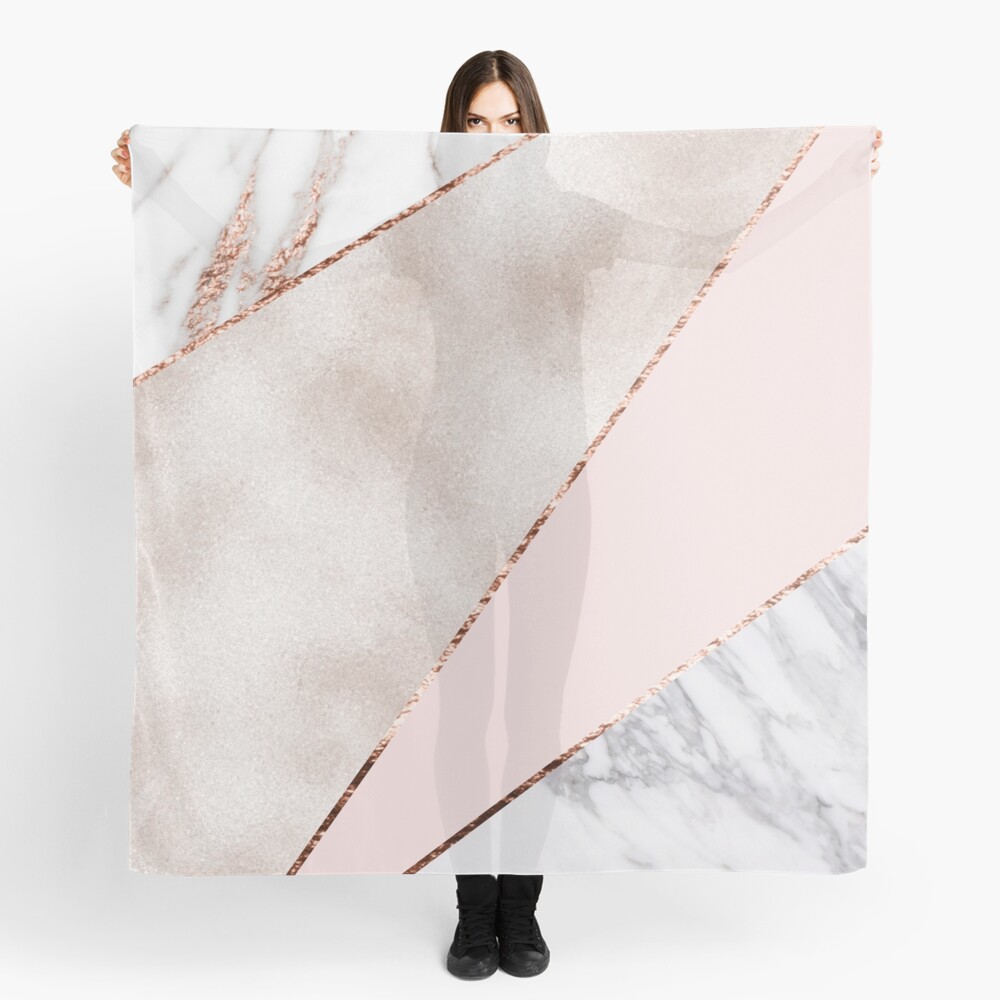 Spliced mixed rose gold marble Scarf