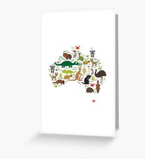 Australian animal map Greeting Card