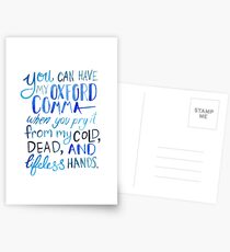Postales Oxford Comma Grammar Joke Blue Acuarela Tipografía