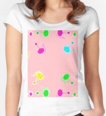 cat cartoon graphic color Women's Fitted Scoop T-Shirt