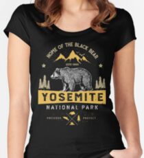 Yosemite National Park California T shirt - Vintage Bear Women's Fitted Scoop T-Shirt
