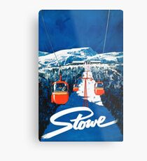 Stowe vertmont vintage sking ski travel poster sticker Metal Print