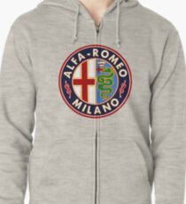 Antique Alfa-Romeo Classic Car Sign Zipped Hoodie