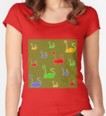 cats cartoon graphic color Women's Fitted Scoop T-Shirt