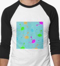 cats cartoon graphic color Men's Baseball ¾ T-Shirt