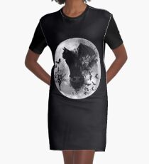 Halloween Batcat Graphic T-Shirt Dress