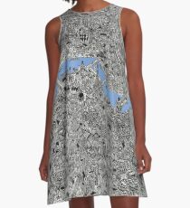 London Map Drawing A-Line Dress