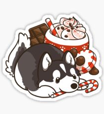 Peppermint Mocha Husky Sticker