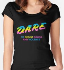 DARE 90s drugs tshirt shirt Women's Fitted Scoop T-Shirt
