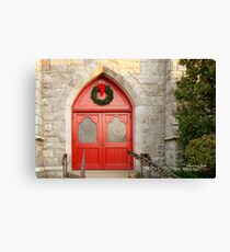 Church Doors in December Canvas Print