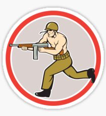 World War Two Soldier American Tommy Gun Sticker