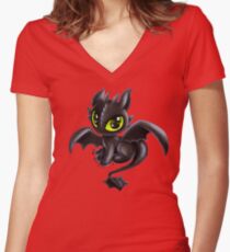 Baby Toothless Women's Fitted V-Neck T-Shirt