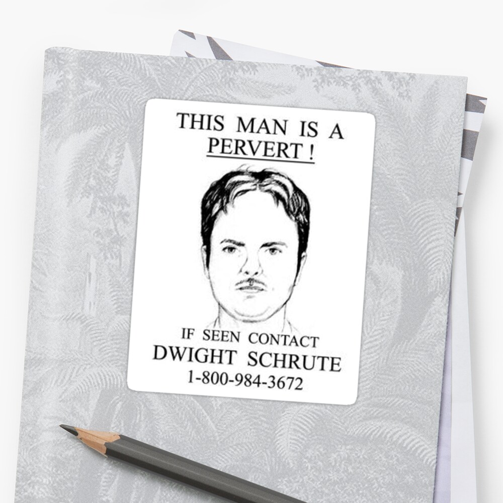 Dwight Schrute Pervert Small Stickers By Chriscecilia Redbubble 