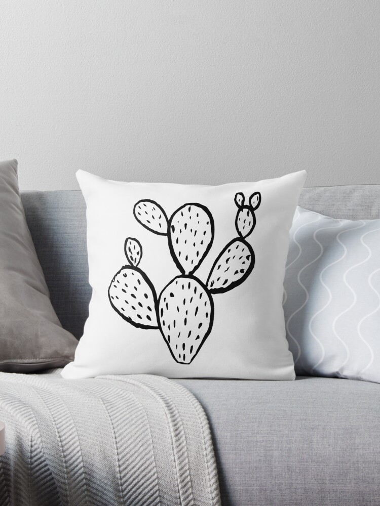 trendy throw pillows light pink cactus linocut minimal black and white trendy dorm college art by monooprints trendy throw pillows light pink cactus linocut minimal black and white trendy dorm college art by monooprints
