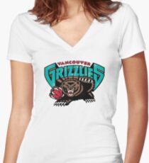 Vancouver Grizzlies Logo Women's Fitted V-Neck T-Shirt