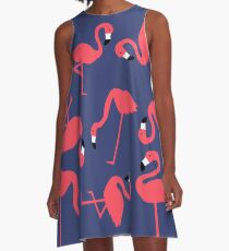 Fluorescent Flamingos A-Line Dress