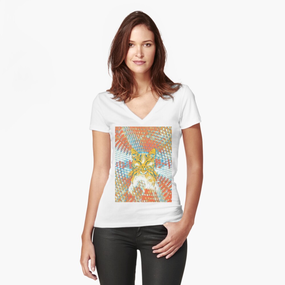 Yellow Cat Fitted V-Neck T-Shirt