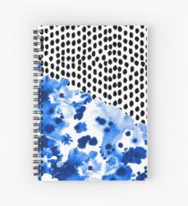 Monroe - painted abstract watercolor ink polka dots dotted indigo blue minimalism nursery Spiral Notebook