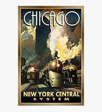 Chicago, New York central, railway, steam train, vintage travel poster Photographic Print
