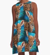 Nette Weiß angebundene Rotwild - Digital-Malerei A-Linien Kleid