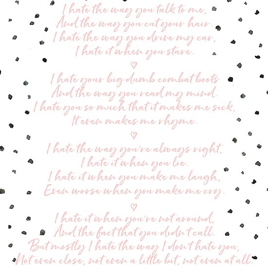 10 Things I Hate About You Poem Posters By Caro Owens Designs