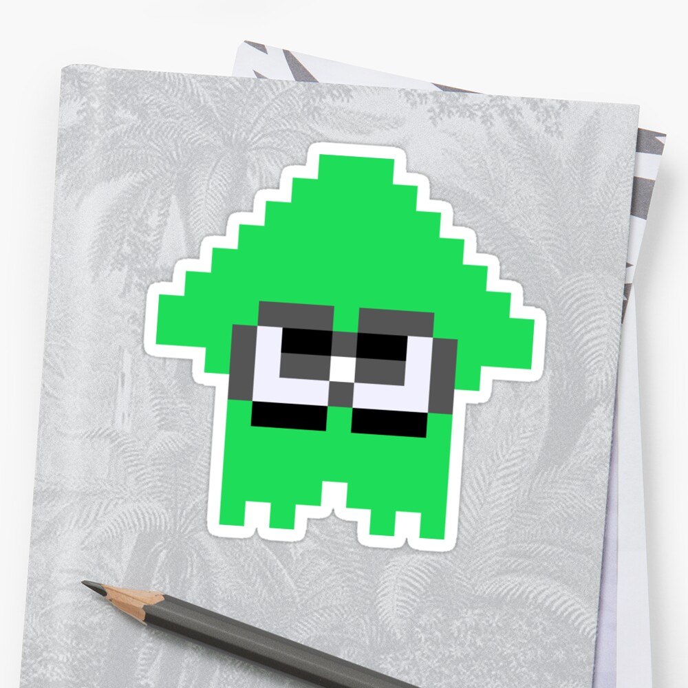 Splatoon Squid Pixel Art Green Sticker By Jjickrsa