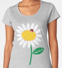 Whimsical Summer White Daisy and Red Ladybug Women's Premium T-Shirt
