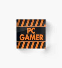 Warning Pc Gamer (orange) Acrylic Block