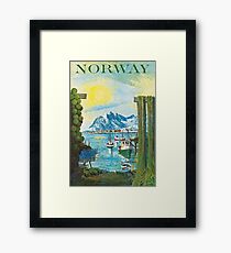 Norway, port, boats, travel poster Framed Print