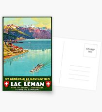 Geneva Lake, Switzerland, tourist ship, travel poster Postcards