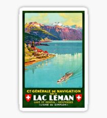 Geneva Lake, Switzerland, tourist ship, travel poster Sticker